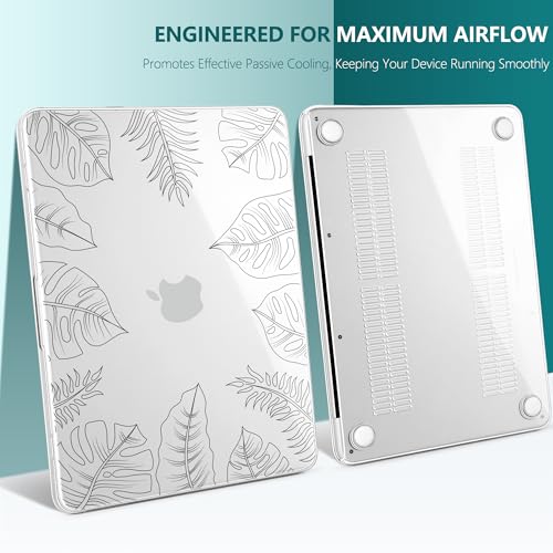 Batianda Case for MacBook Neo 13 Inch 2026 Model A3404, Tropical Line Art | 4-in-1 Laptop Accessories Bundle with Tropical Leaf Line Art, Ultra Slim Hard Shell for Minimal Style Users - color: Tropical Line Art