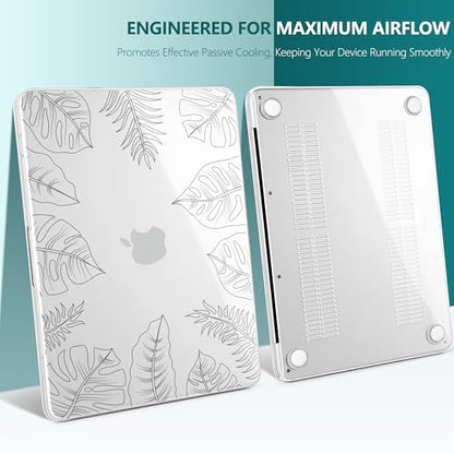 Batianda Case for MacBook Neo 13 Inch 2026 Model A3404, Tropical Line Art | 4-in-1 Laptop Accessories Bundle with Tropical Leaf Line Art, Ultra Slim Hard Shell for Minimal Style Users - color: Tropical Line Art