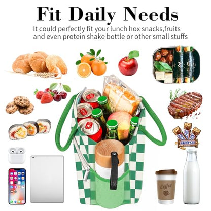 Coobiiya Lunch Bag Lunch Box for Women Men, Cute Lunch Tote Bags Insulated Reusable LunchBags Large Capacity Cooler Bag for Work Travel Picnic adults - color: Green gingham