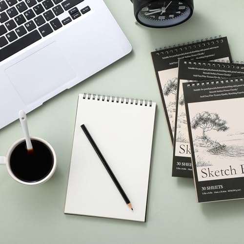 Jexine 60 Pcs 5.5'' x 8.5'' Top Spiral Bound Sketch Book 30 Sheet Each(68lb/100gsm), Sketching Drawing Pad Bulk Artist Sketch Pad Drawing Paper Art Sketchbook for Painting (Tree) - style: Tree