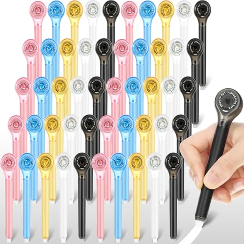 Gersoniel 50 Pack Correction Tape Pen Correctional Ink Tape Push Pull Protective, Easy to Use Applicator for School Office Supplies, 0.2 x 236 Inch (Bright Color) - color: Bright Color