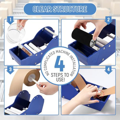 Water-Activated Tape Dispenser, Manual Kraft Gum Tape Dispenser, Width Adjustable 1.18-3.15", Light Weight & Portable Packing Tape Dispenser Set, Blue - color: Blue