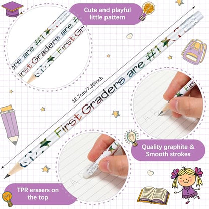 Tenceur 24 Pcs 1st Graders Pencils Bulk Motivational Pencils with Erasers Inspirational Pencil with Back to School Supplies for Kids Student Teacher Classroom Reward - style: 1st Graders