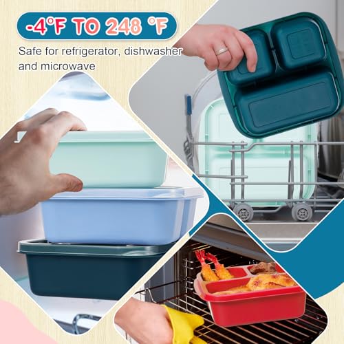 Honeydak 5 Pack Snack Containers 3 Compartment Bento Snack Boxes Divided Meal Prep Containers with Lids Reusable Adults Lunch Food Storage Box for School Work Travel(Melon) - color: Melon