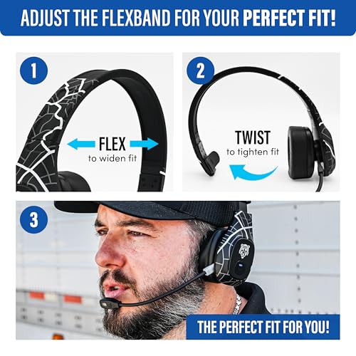 Blue Tiger Storm Plus Road Edition-Premium Trucker Bluetooth 5.2 Headset-Wireless Noise Canceling Mono Headset with Mic-High-Fidelity Sound,45-Hour Talk Time, USB-C Charging-for Truck Drivers