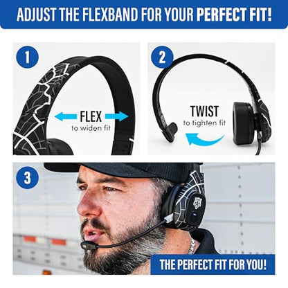Blue Tiger Storm Plus Road Edition-Premium Trucker Bluetooth 5.2 Headset-Wireless Noise Canceling Mono Headset with Mic-High-Fidelity Sound,45-Hour Talk Time, USB-C Charging-for Truck Drivers