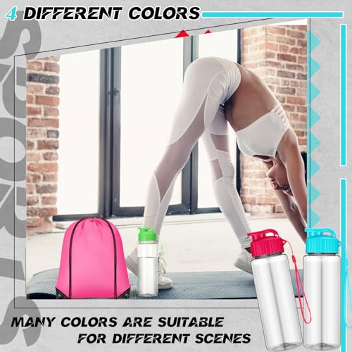 40 Pcs 17 oz Plastic Water Bottles Bulk and Drawstring Backpack Set for Back to School Gifts Reusable Flip Top Leakproof Water Bottles with Handle Adults Sports Gym Travel Outdoor(Stylish) - color: Stylish