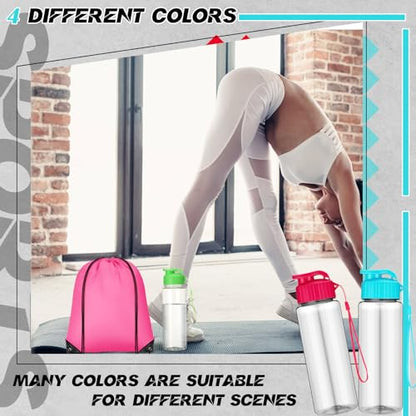 40 Pcs 17 oz Plastic Water Bottles Bulk and Drawstring Backpack Set for Back to School Gifts Reusable Flip Top Leakproof Water Bottles with Handle Adults Sports Gym Travel Outdoor(Stylish) - color: Stylish