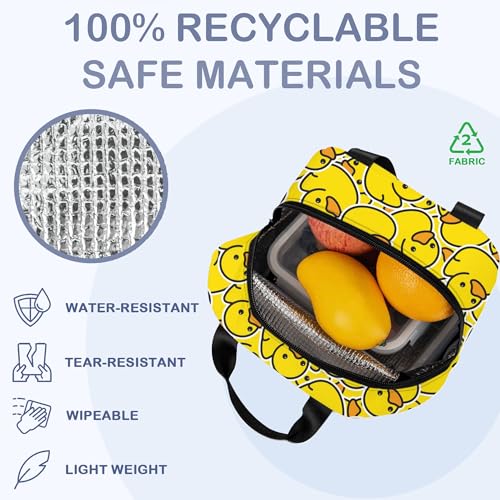 Yellow Duck Cute Lunch Box,Insulated Lunch Bag for Girls Boys,Reusable Lunch Box for Kids Adults School Student Work Picnic Travel - color: Yellow Duck Cute