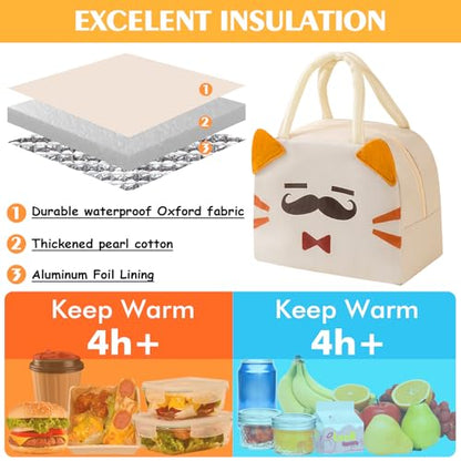 Lunch Bags Tote Cooler Bag Insulated Reusable Lunch Tote Bags Cartoon Portable Lunch Box Bag for Work Office Picnic Beach (Cat) - color: Cat