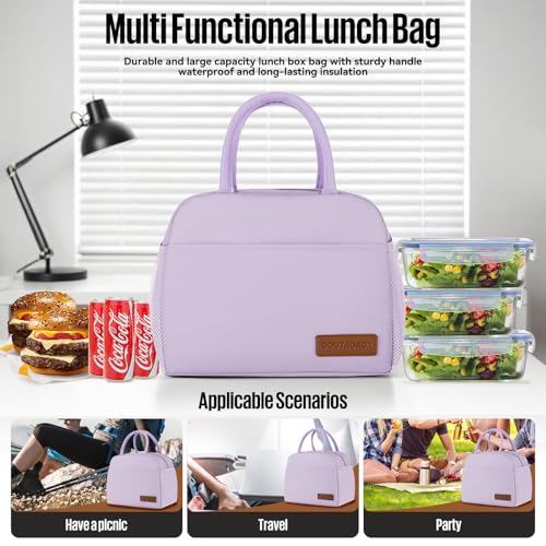 douyadady Lunch Bag Women/Men Lunch Box Women/Men (Lavender) | Spacious Lightweight Waterproof Sturdy Durable Great Value For Office Work School Picnic Travel - color: Lavender