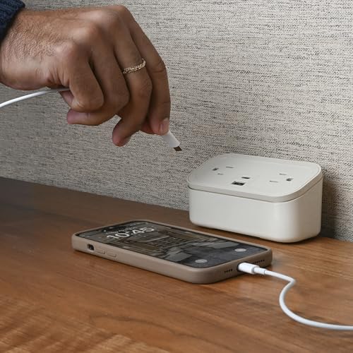 CubieMini - Tabletop Power Strip Charging Station with Outlets and USB Ports (Latte) - color: Latte