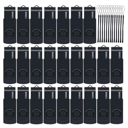 50 Pack 128MB USB Flash Drive USB 2.0 Thumb Drive with 20 Lanyards Bulk USB Drives (128MB 50pcs) - color: Black-50PCS, size: 128MB