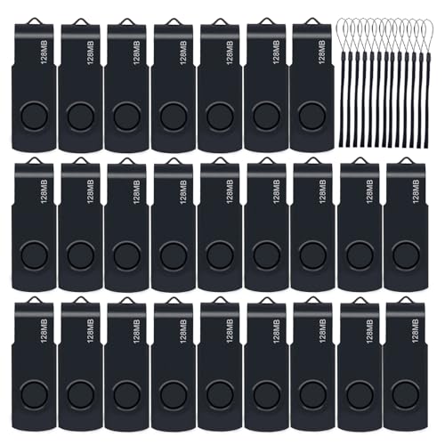 50 Pack 128MB USB Flash Drive USB 2.0 Thumb Drive with 20 Lanyards Bulk USB Drives (128MB 50pcs) - color: Black-50PCS, size: 128MB