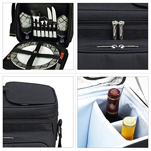 Picnic at Ascot Original Insulated Picnic Basket/Cooler Equipped with Service for 2- Designed, Assembled & Quality Approved in the USA - color: Charcoal