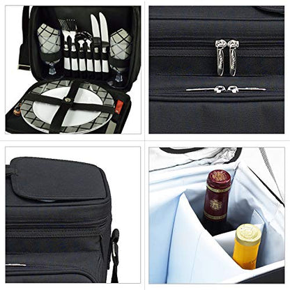Picnic at Ascot Original Insulated Picnic Basket/Cooler Equipped with Service for 2- Designed, Assembled & Quality Approved in the USA - color: Charcoal