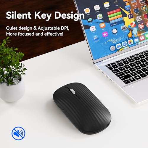Portable Foldable Keyboard and Mouse Combo | Dual Mode Bluetooth×2+2.4G Wireless,Rechargeable Silent Full-Layout Travel Kit for iPad,Tablet,Laptop,Home & Office Black