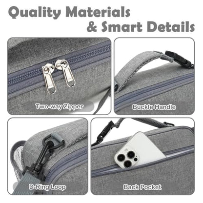 FlowFly Kids Lunch Bag, Durable Insulated School Lunch Box with Shoulder Strap and Bottle Holder, Water-resistant Thermal Small Lunch Cooler Tote for Teen Boys & Girls,Grey - color: Gray