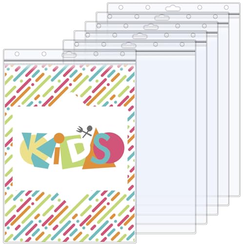 6 Pack 8.5" x 11" Resealable Zip Sheet Protectors, Waterproof Clear Rigid Plastic Sleeves for Documents, Photos, Certificates, and Wall Sign Displays, Heavy Duty Page Protectors