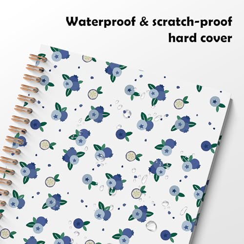 Blueberry Fruit Spiral Notebook, Blueberry Gifts Journal, Fruit Lover Gifts, Cute Blueberries Fruits Botanical Hardcover Notebook Journal, 5.5x8.3 Inch - color: Blueberry