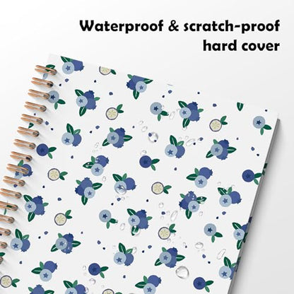 Blueberry Fruit Spiral Notebook, Blueberry Gifts Journal, Fruit Lover Gifts, Cute Blueberries Fruits Botanical Hardcover Notebook Journal, 5.5x8.3 Inch - color: Blueberry