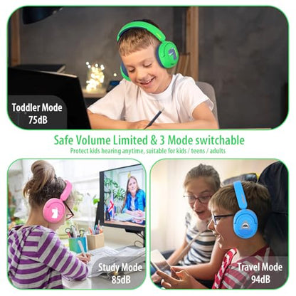 Bluetooth Kids Headphones, Wireless Headphones for Kid with Mic, 75/85/94dB Volume Limited, Includes 3.5mm Aux Cord, Foldable Dinosaur Teens Headset for School, Home, Travel, Tablet - style: Dinosaur
