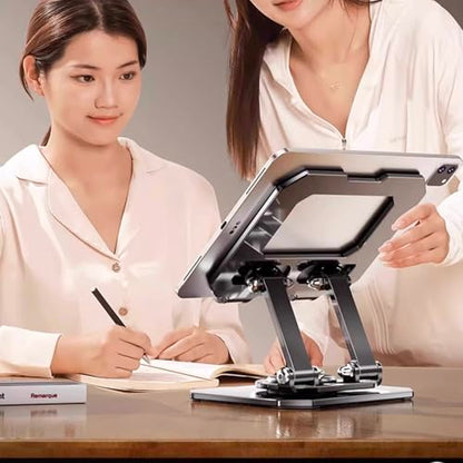 2 Pack Tablet Stand for iPad, 360° Rotating Desktop Holder, Carbon Steel Adjustable Foldable Desk Holder, for iPad Pro Air Samsung, for 4" -13" Tablets, Portable Home/Office, Upgraded - Black - size: Black-2 PACK