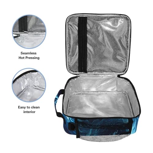 ALAZA Dragon Blue Black Lunch Box Insulated Lunch Bag Kids Cooler Tote Bag Freezable Shoulder Strap Lunchbox for Girls School Picnic - color: Multi889