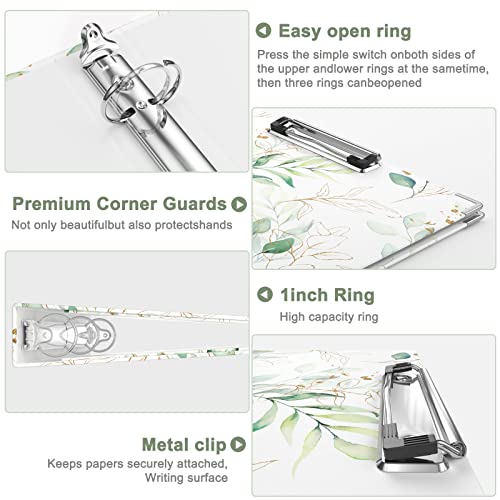 Rouidr 3 Ring Binder with clipboard, 1 inch 8.5 x 11 in Letter Size View Binders Organizer with Dividers Tabs & Clear Sleeves, School Supplies, Office Supplies, Leaves - color: Leaves, size: 1in(Letter Size)