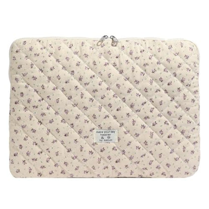 Cute Laptop Sleeve 13-15 inch Laptop Case Aesthetic Quilted Laptop Sleeve Computer Bag with Flower Printing for MacBook (Purple, 15inch) - color: Purple, size: 15inch