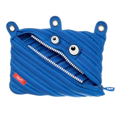 ZIPIT Monster Pencil Case for Kids, Cute 3-Ring Binder Pencil Pouch for Boys, Girls and Teens, Stationery Bag for School, Blue - color: Blue