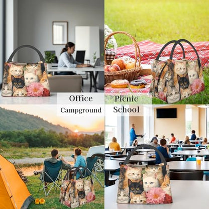 French Bulldog and Garden Insulated Lunch Box for Women Dog Lovers, Cute Puppy Pattern Tote Lunchbags, Reusable Cooler Lunchbox & Makeup Bag Gifts for Work, School, Picnic, Office - color: French Bulldog 02