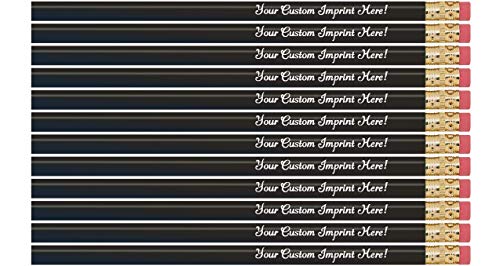 Express Pencils - Personalized - Round Custom Imprinted with your Name - Text - Logo - Message- 12 pkg - Includes Personalization - Made in USA - Great Gift Ideas (Black) - color: Black