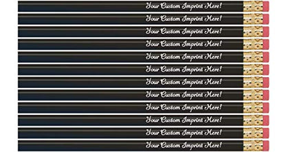 Express Pencils - Personalized - Round Custom Imprinted with your Name - Text - Logo - Message- 12 pkg - Includes Personalization - Made in USA - Great Gift Ideas (Black) - color: Black
