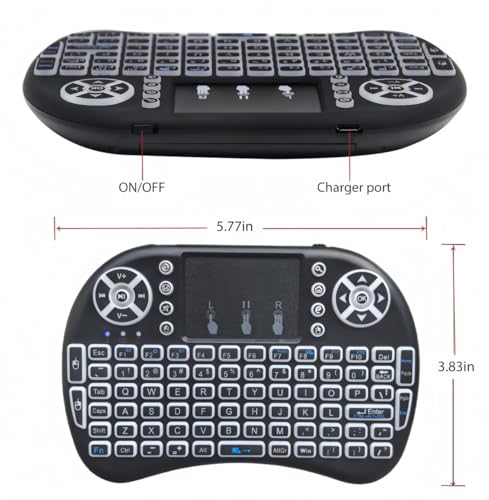 Portable Mini Wireless Keyboard with Bluetooth&2.4G, Touchpad Mouse Combo Upgraded BRG Backlitght Memory for PC/Android TV Box/Projector/HTPC/Pad/Xbox/Tablets:i8-BT