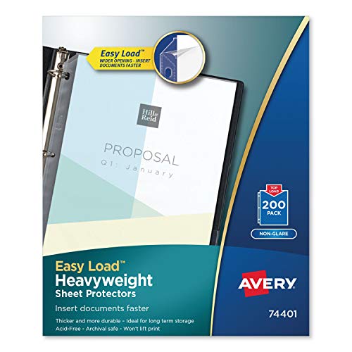 Avery 74401 Heavyweight Sheet Protectors, Letter Size, Non-Glare, 200/BX