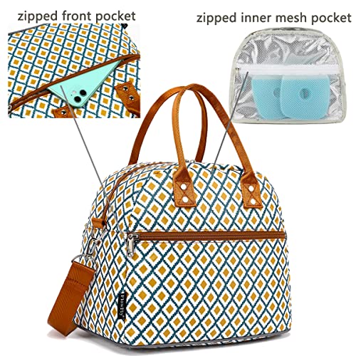 FlowFly Insulated Lunch Bag With Shoulder Strap for Women, Men, and Kids, Large and Reusable, Handle, Freezable Work and School Travel Tote and Meal Prep Organizer,Square - color: Square