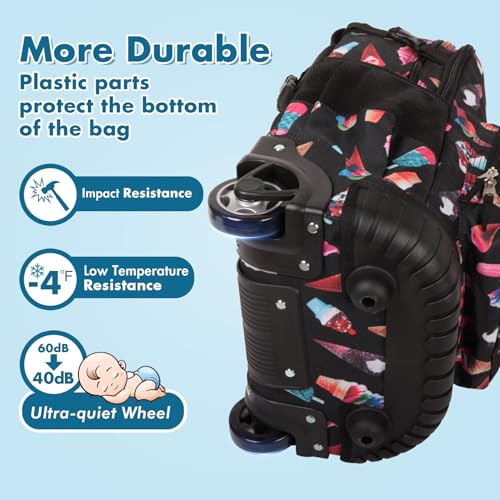 Tilami Rolling Backpack for Kids 18 inch Boys and Girls Laptop Backpack,Ice cream - color: Ice Cream
