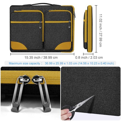 Hseok Laptop Case 15 15.6 16 inch Sleeve with Handle and Hidden Straps,Compatible with MacBook Neo 16",MacBook Pro Air 16" 15", 360°Protective PC Briefcase with 4 Pockets for Accessories,Yellow - color: Yellow