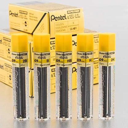 Pentel Super Hi-Polymer Lead Refill, (0.9mm) Thick, B, 180 Pieces of Lead (50-9-B) - style: B Lead