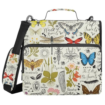 Personalized Butterfly 3 D-Ring Binder Bag Zipper Organizer | Multi-Pocket with Handle and Detachable Shoulder Strap Holds 500 Sheets for School Office Supplies - color: Dhb-103