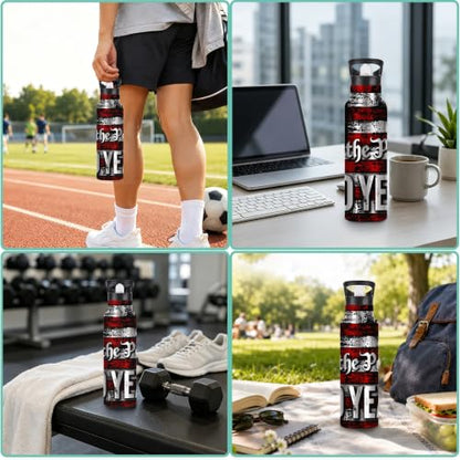 Water Bottles with Straw,Flag Stainless Steel Cup Leak Resistant Double Wall 250 Years Insulated Water Bottle with Handle for Gym Cycling Hiking Office 20 oz - color: Flag,250 Years