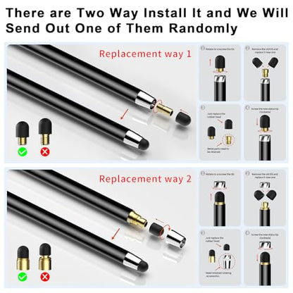 Stylus(10 PCS),Stylus Pen for Touchscreen,High Sensitivity & Precision | Universal Stylus,2-in-1 Rubber Tip,Thick and Thin Nibs,Touch Screens of iPhone/iPad/Android Tablets - color: 5PCS Silver & 5PCS Black