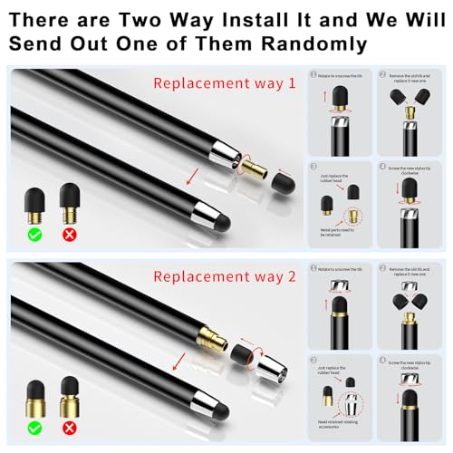 Stylus(10 PCS),Stylus Pen for Touchscreen,High Sensitivity & Precision | Universal Stylus,2-in-1 Rubber Tip,Thick and Thin Nibs,Touch Screens of iPhone/iPad/Android Tablets - color: 5PCS Silver & 5PCS Black