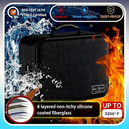Fireproof Document Organizer Bag with Lock – Waterproof File Folder with 13 Labeled Pockets for Secure Document Storage for Home, Office & Travel