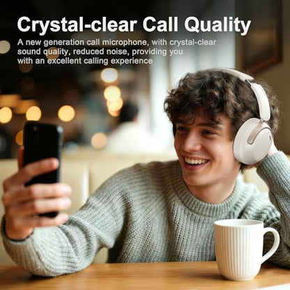 LORELEI Q30 Bluetooth Headphones Over Ear,60H Playtime & 3 EQ Music Modes,BT6.0 Headphones Wireless with Mic,Foldable Lightweight Headsets,HiFi Stereo Deep Bass for Home Travel iPad Tablet-Beige White - color: Beige White