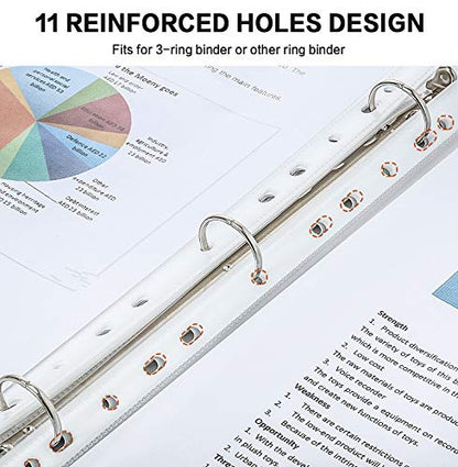 Sheet Protectors, PANDRI 400 Pack Clear Heavy Duty Plastic Page Protectors Sheet Reinforced 11-Hole Fit for 3 Ring Binder Fits Standard 8.5 x 11 Paper, 9.25 x 11.25 Top Loaded, Excluding Acid - size: 400 PACK