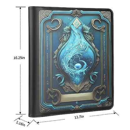 Toploader Binder,Toploader Hard Cases, 9-Pocket Pages Sleeves Hold up 288 Cards.Toploader Card Binder with Sleeves for “3×4” rigid，Card Holder(cyan) - color: cyan, size: 9 Pocket 288 Toploader