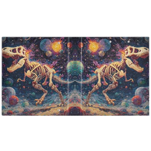 Dinosaur 3 Ring Binder 1.5 inch Binders Three Ring Binders with Clipboard Hold 200 Sheets for Office Supplies - color: Oil Painting T-rex Running