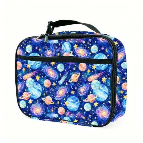 Planet Star Moon Lunch Box Insulated Reusable Lunch Bag Tote Cooler for Women Men Boy Girl School Work Office Picnic - color: Planet